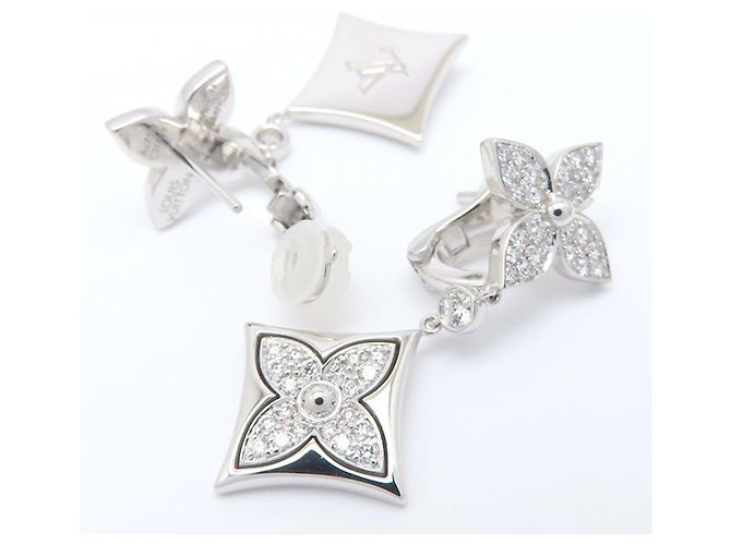Pendientes Louis Vuitton Long Blossom Diamond Dorado - vista 3