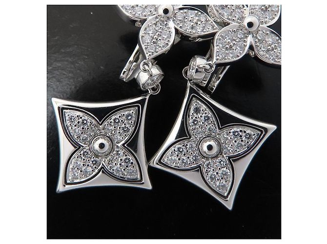 Pendientes Louis Vuitton Long Blossom Diamond Dorado - vista 4
