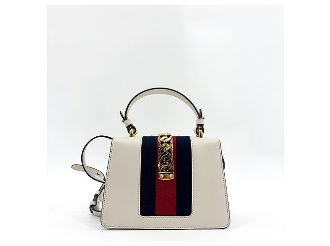 Gucci Sylvie Mini aus Leder mit Tragegriff Weiß - Ansicht 2