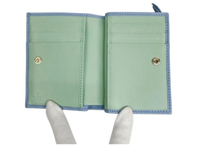 Portafoglio bi-fold Gucci GG Marmont in pelle blu - vista 3