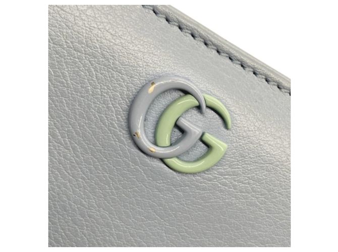 Portafoglio bi-fold Gucci GG Marmont in pelle blu - vista 9
