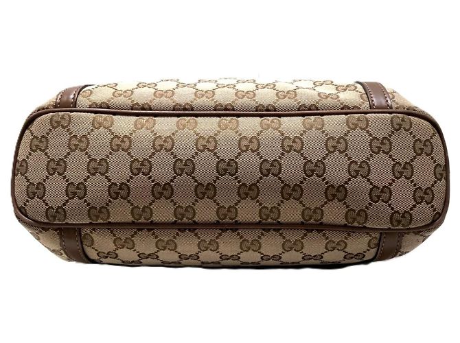 Borsa Tote 2-Way Gucci in tela GG e pelle marrone beige - vista 3