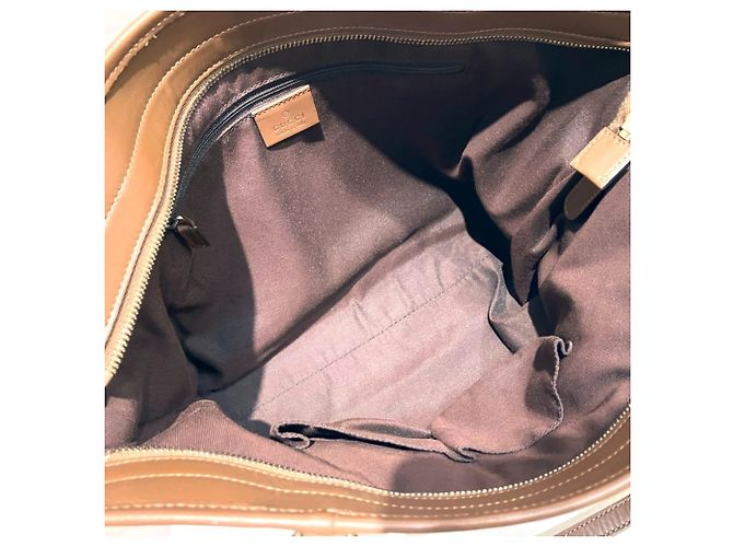 Borsa Tote 2-Way Gucci in tela GG e pelle marrone beige - vista 6