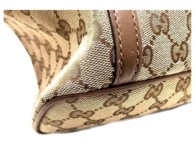 Borsa Tote 2-Way Gucci in tela GG e pelle marrone beige - vista 8