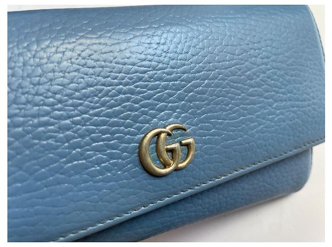 Gucci Marmont Leder Geldbörse Blau - Ansicht 4