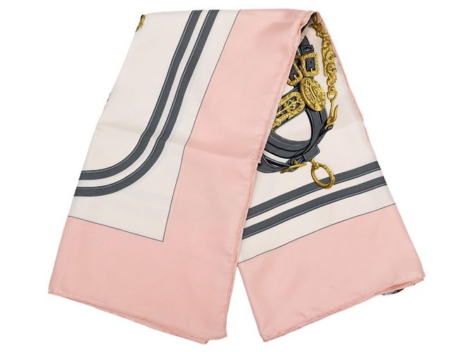 Hermès Hermes Carre 90 Brides de Gala Ceremonial Bridle Scarf Rosa Bianco Multicolore - vista 2