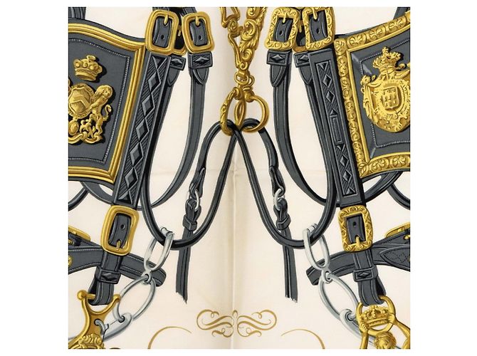 Hermès Hermes Carre 90 Brides de Gala Ceremonial Bridle Scarf Rosa Bianco Multicolore - vista 3