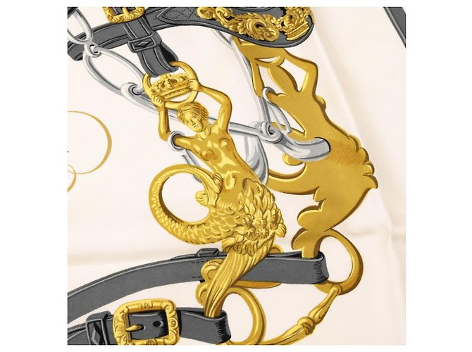 Hermès Hermes Carre 90 Brides de Gala Ceremonial Bridle Scarf Rosa Bianco Multicolore - vista 4