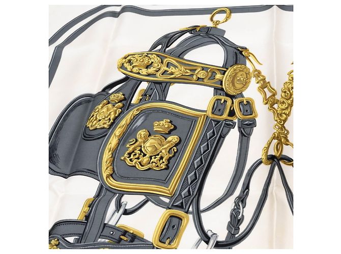 Hermès Hermes Carre 90 Brides de Gala Ceremonial Bridle Scarf Rosa Bianco Multicolore - vista 6