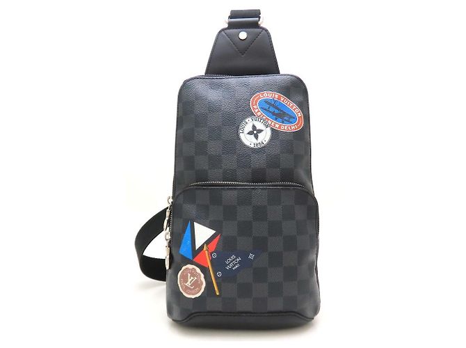 Borsa a tracolla Louis Vuitton Damier Graphite Avenue Marrone Nero - vista 2