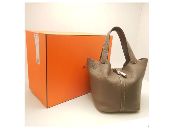 Hermès Bolso Hermes Picotin Lock MM Gris pardo - vista 20