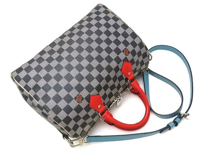 Borsa Louis Vuitton Damier Speedy Bandoulière Nero Multicolore - vista 5