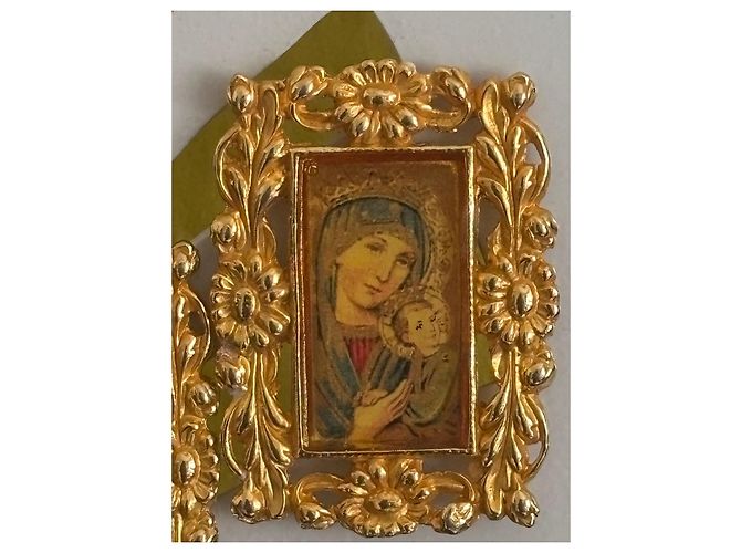 Orecchini a clip Christian Lacroix Madonna col Bambino dorati D'oro - vista 2