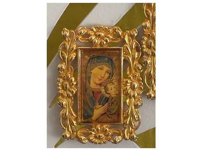 Orecchini a clip Christian Lacroix Madonna col Bambino dorati D'oro - vista 3