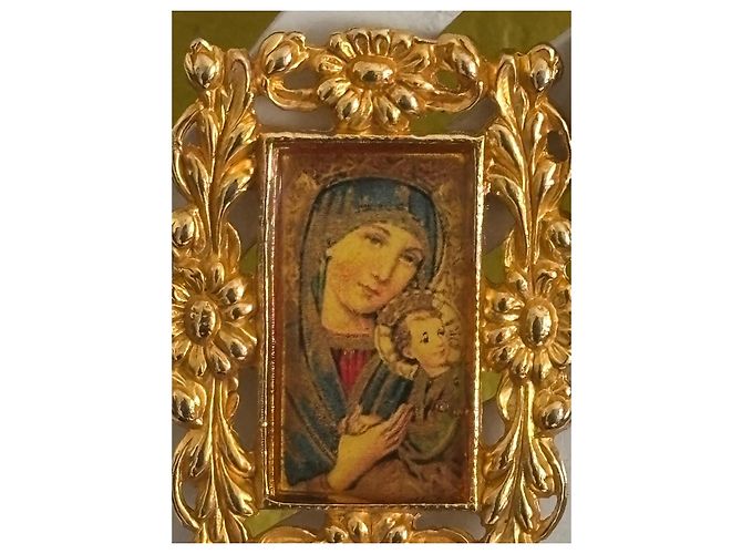 Orecchini a clip Christian Lacroix Madonna col Bambino dorati D'oro - vista 4