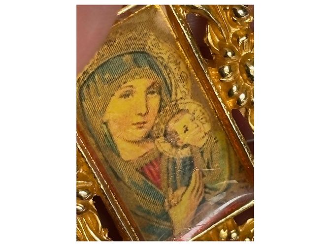 Orecchini a clip Christian Lacroix Madonna col Bambino dorati D'oro - vista 6