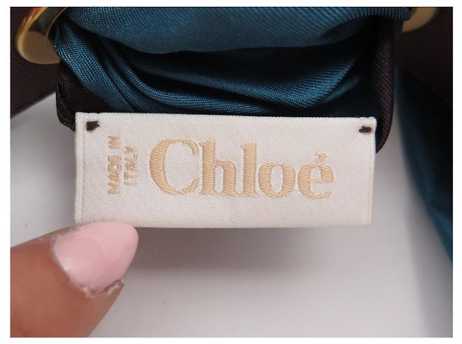 Chloé NEUF ANSE BANDOULIERE CHLOE EN CUIR MARRON & FOULARD EN SOIE PR SAC STRAP - vue 6