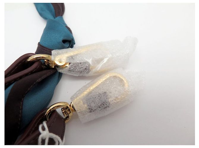Chloé NEUF ANSE BANDOULIERE CHLOE EN CUIR MARRON & FOULARD EN SOIE PR SAC STRAP - vue 9
