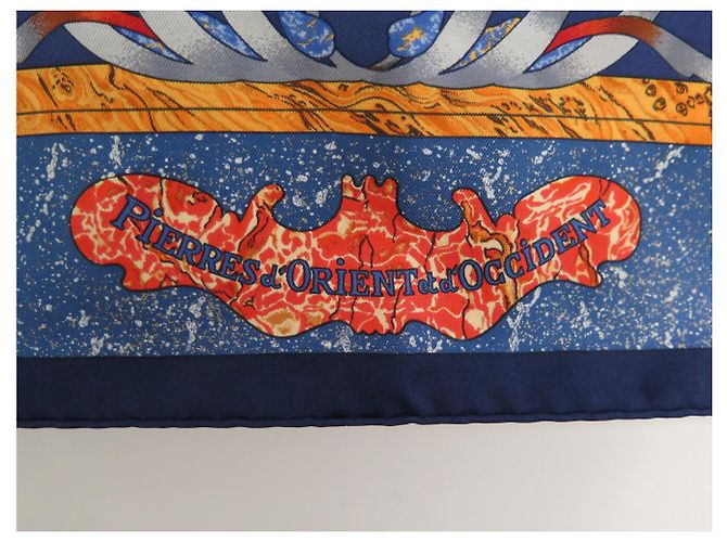 Hermès FOULARD HERMES PIERRES D'ORIENT ET D'OCCIDENT ZOE PAUWELS CARRE 90 CM Blu - vista 6