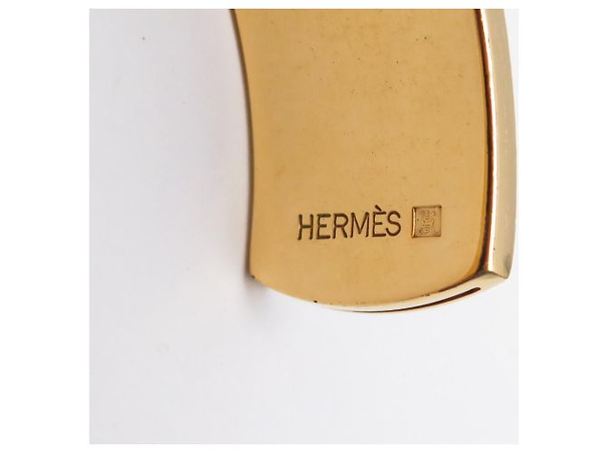 Hermès BRACCIALE HERMES KELLY APERTO PLACCATO ORO & PELLE DI COCCODRILLO MISURA 15.5CM BANGLE D'oro - vista 10