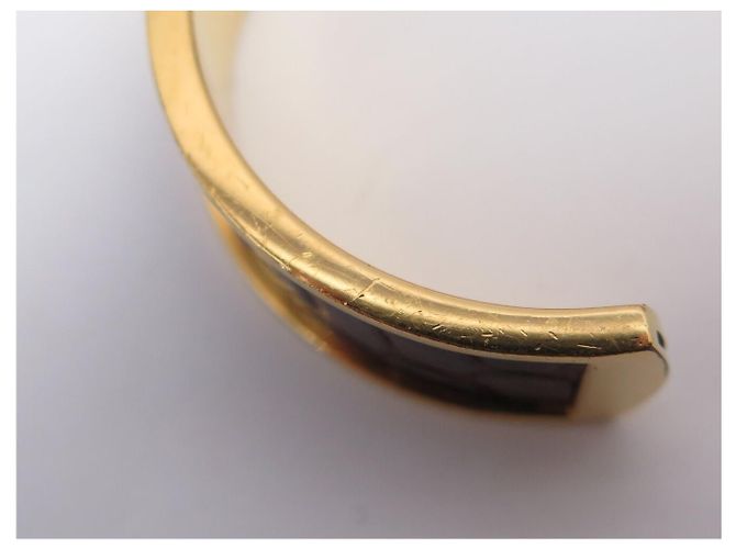 Hermès BRACCIALE HERMES KELLY APERTO PLACCATO ORO & PELLE DI COCCODRILLO MISURA 15.5CM BANGLE D'oro - vista 11