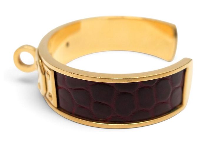Hermès BRACCIALE HERMES KELLY APERTO PLACCATO ORO & PELLE DI COCCODRILLO MISURA 15.5CM BANGLE D'oro - vista 2