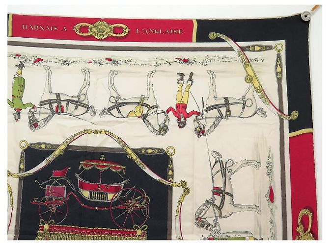 Hermès FOULARD VINTAGE HERMES HARNAIS A L'ANGLAISE H. GRYGKAR CARRE 90 IN SETA - vista 3