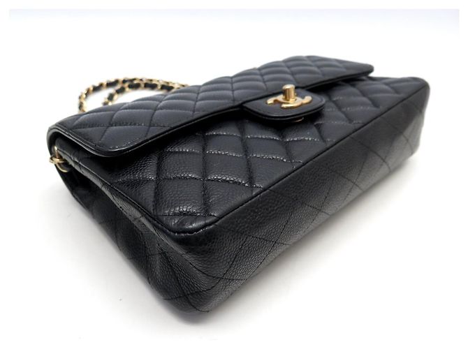 BORSA A MANO CHANEL TIMELESS CLASSIQUE MEDIUM A01112 IN PELLE CAVIAR NERA BAG 10300 Nero - vista 3
