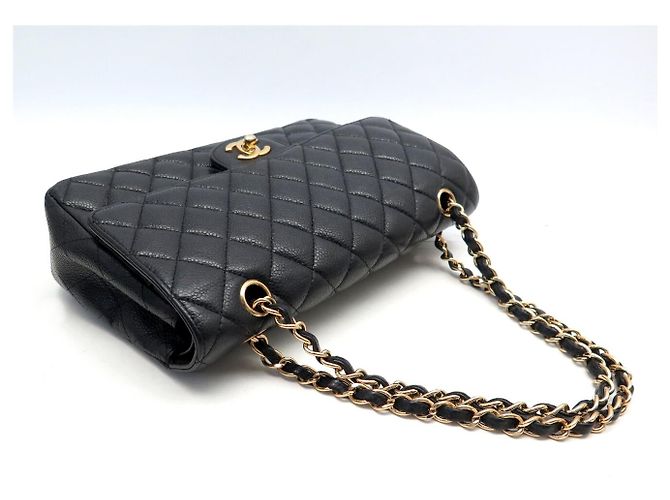 BORSA A MANO CHANEL TIMELESS CLASSIQUE MEDIUM A01112 IN PELLE CAVIAR NERA BAG 10300 Nero - vista 4