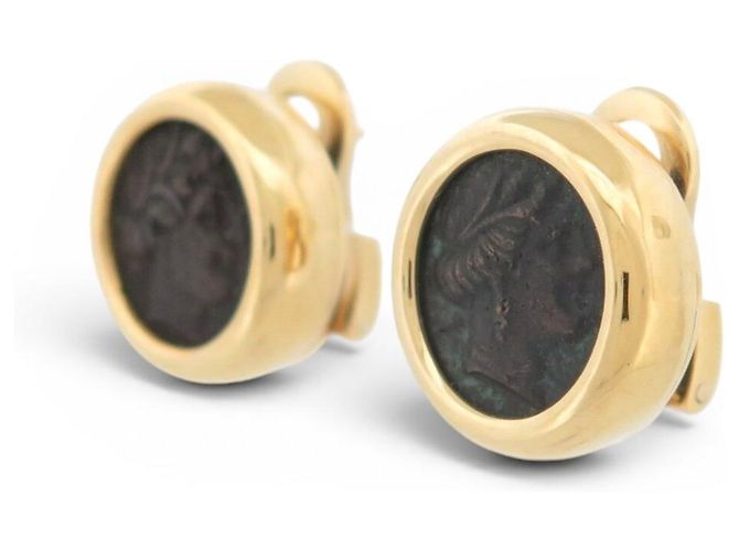 ORECCHINI BULGARI MONETE MONETA ANTICA PRIMA DI CRISTO ORO 18K 22.5GR EARRINGS D'oro - vista 2