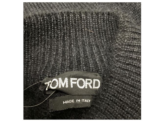 Tom Ford Strickpullover mit Stehkragen aus schwarzem Kaschmir - Ansicht 8