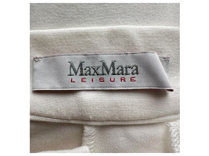 Calças de perna reta Max Mara Leisure em algodão branco - vista 3