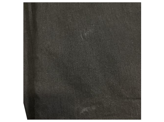 Autre Marque Pantalon en denim Saint Laurent taille haute jambe droite en coton noir - vue 3
