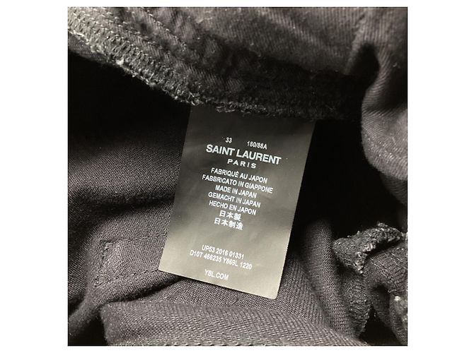 Autre Marque Pantalon en denim Saint Laurent taille haute jambe droite en coton noir - vue 5