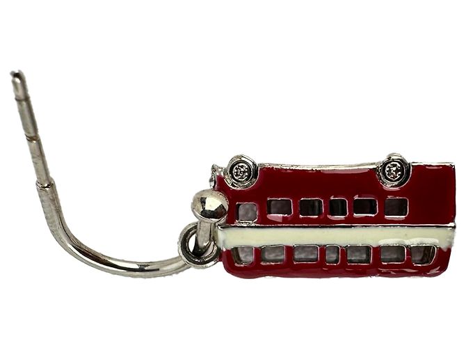 Orecchini Chanel 2008 UK Flag Bus Union Jack CC in metallo argentato - vista 9