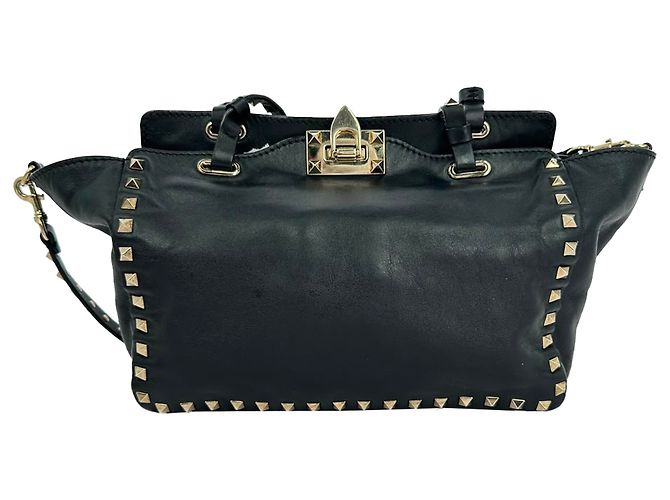 Valentino Garavani Rockstud Tote Bag Medium aus schwarzem Leder - Ansicht 2
