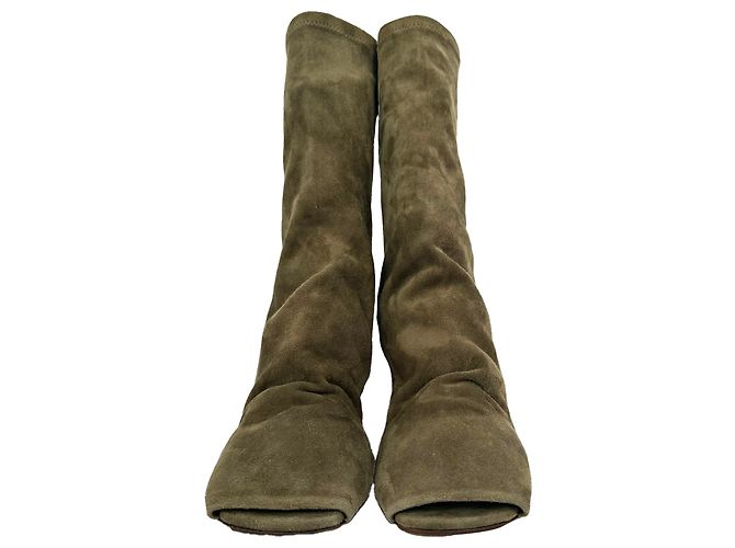 Stivaletti wedge open-toe Cantilever Rick Owens in camoscio marrone - vista 2