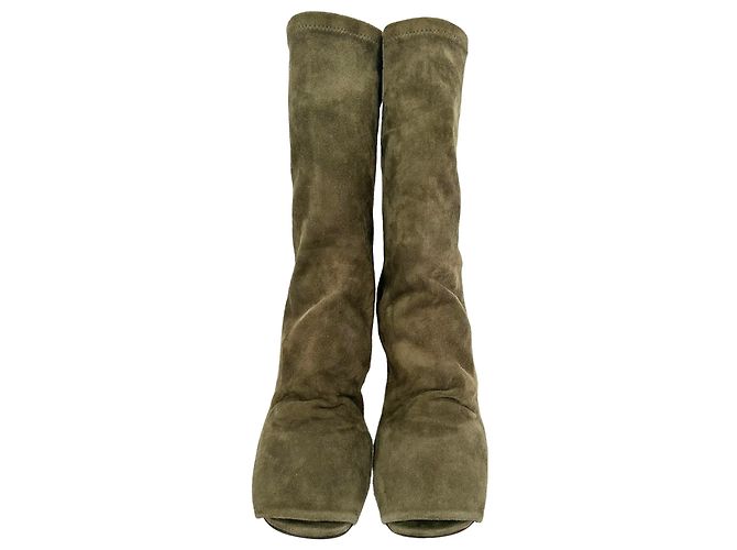 Stivaletti wedge open-toe Cantilever Rick Owens in camoscio marrone - vista 3
