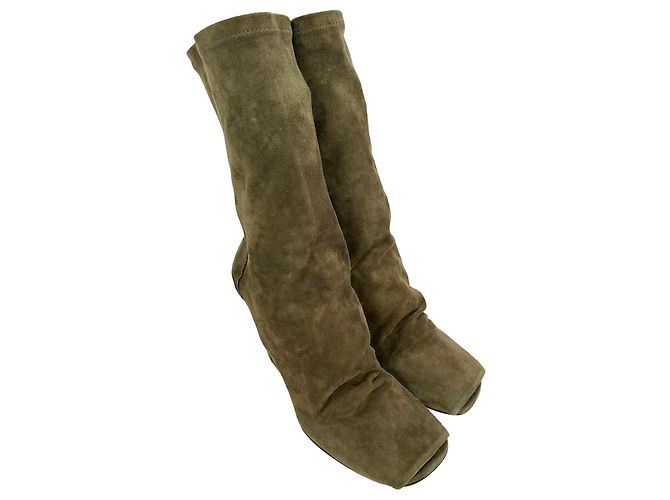 Stivaletti wedge open-toe Cantilever Rick Owens in camoscio marrone - vista 4