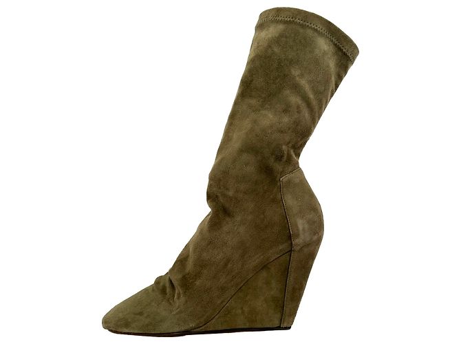Stivaletti wedge open-toe Cantilever Rick Owens in camoscio marrone - vista 6