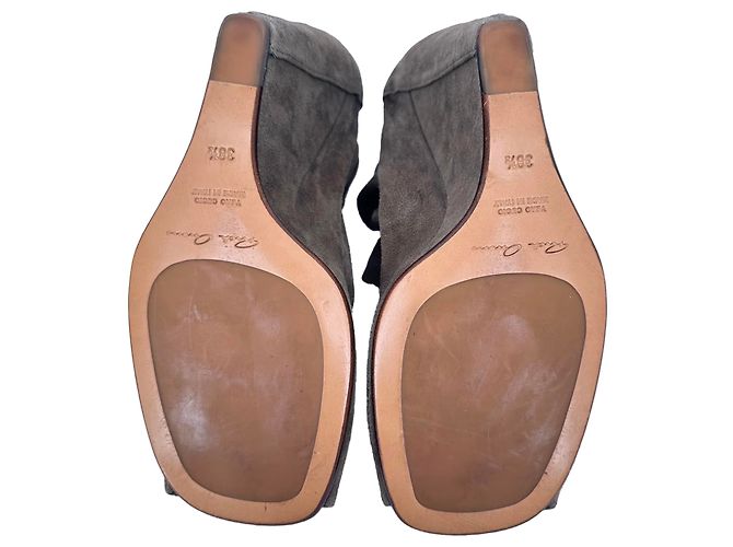 Stivaletti wedge open-toe Cantilever Rick Owens in camoscio marrone - vista 8