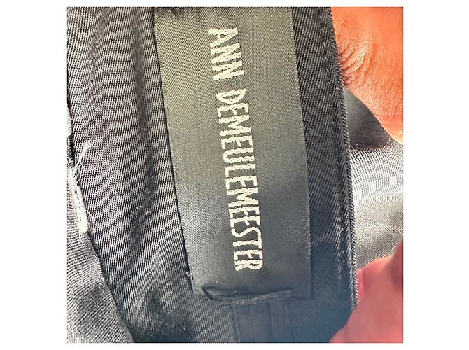 Ann Demeulemeester gerade geschnittene Hose mit Umschlag in schwarzer Wolle - Ansicht 3