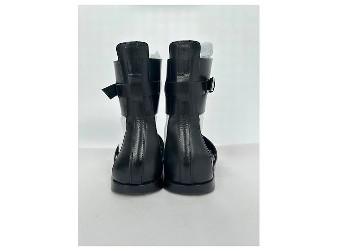 Ann Demeulemeester Belted Ankle Wrap Sandals in Black Leather - view 11