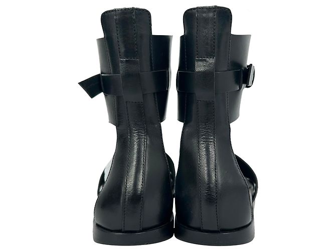 Ann Demeulemeester Belted Ankle Wrap Sandals in Black Leather - view 16