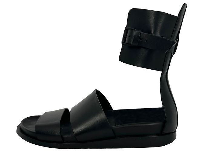 Ann Demeulemeester Belted Ankle Wrap Sandals in Black Leather - view 18