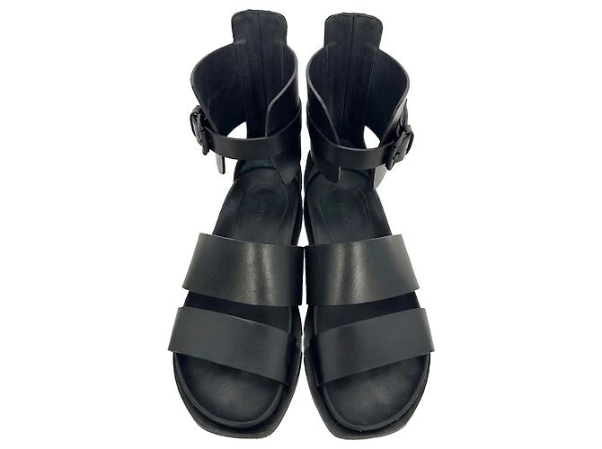 Ann Demeulemeester Belted Ankle Wrap Sandals in Black Leather - view 2