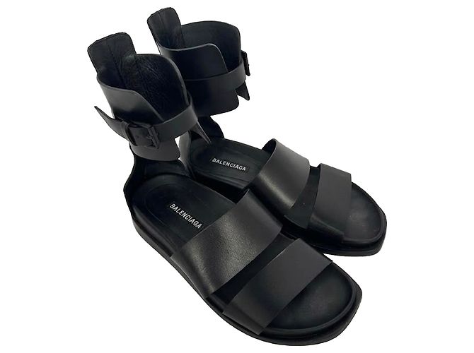 Ann Demeulemeester Belted Ankle Wrap Sandals in Black Leather - view 20