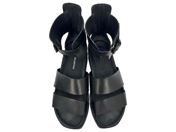 Ann Demeulemeester Belted Ankle Wrap Sandals in Black Leather - view 21