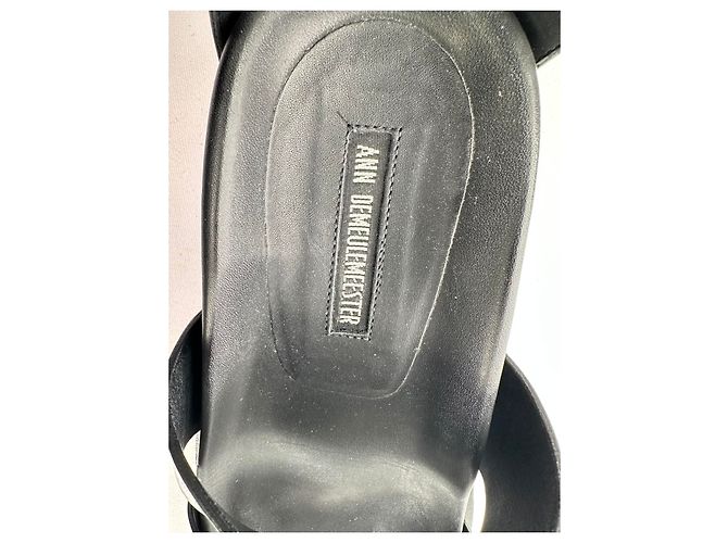 Ann Demeulemeester Belted Ankle Wrap Sandals in Black Leather - view 5