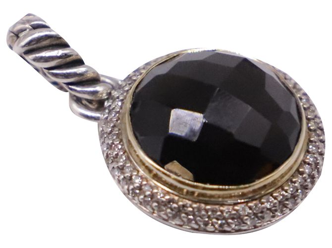 Pendente David Yurman Cerise in oro giallo 18K, argento, diamante e quarzo fumé - vista 2